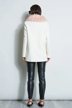 Elie Tahari Coats-Faux Fur Collar Peacoat