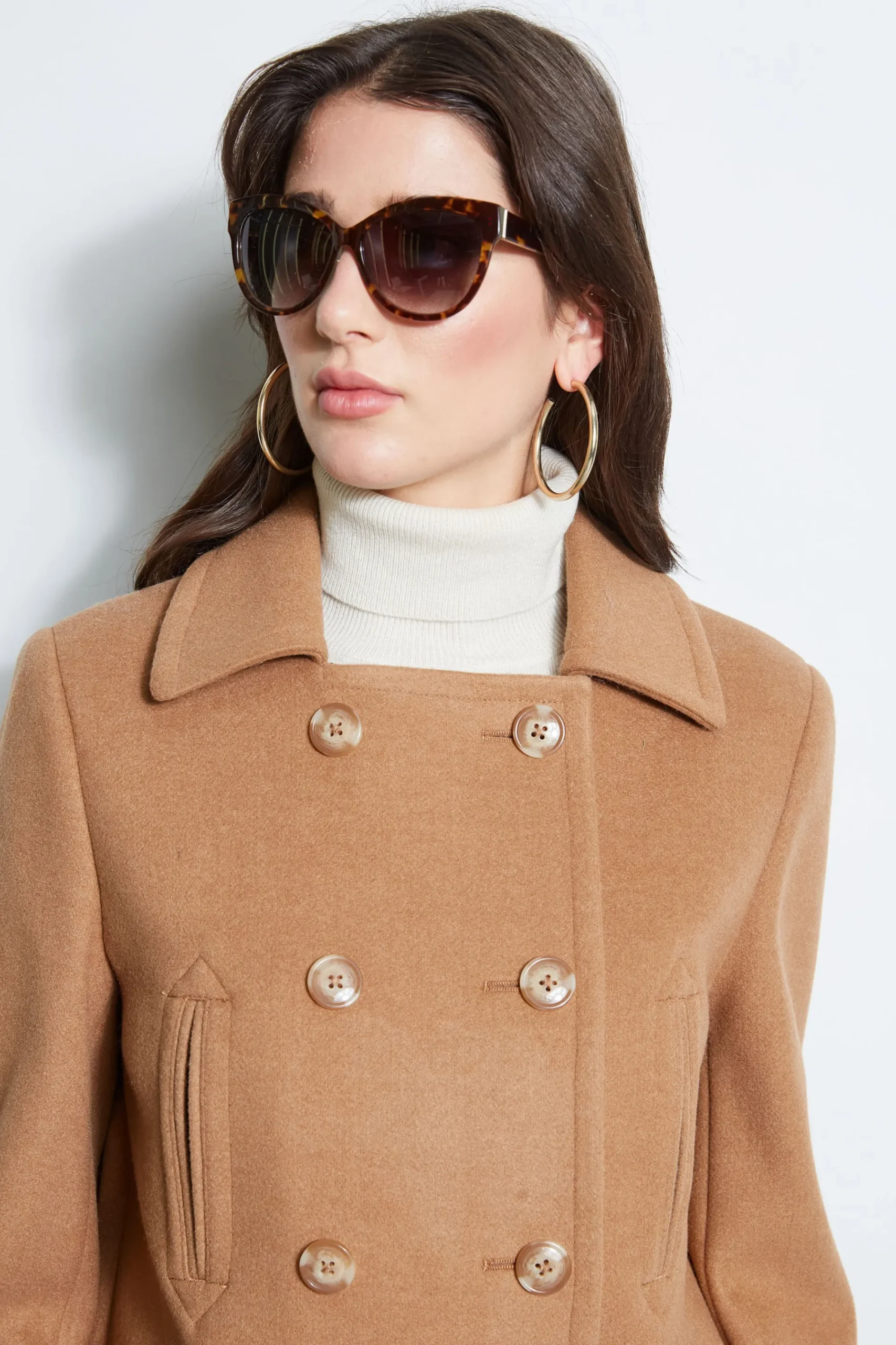 Elie Tahari Coats-Faux Fur Collar Peacoat