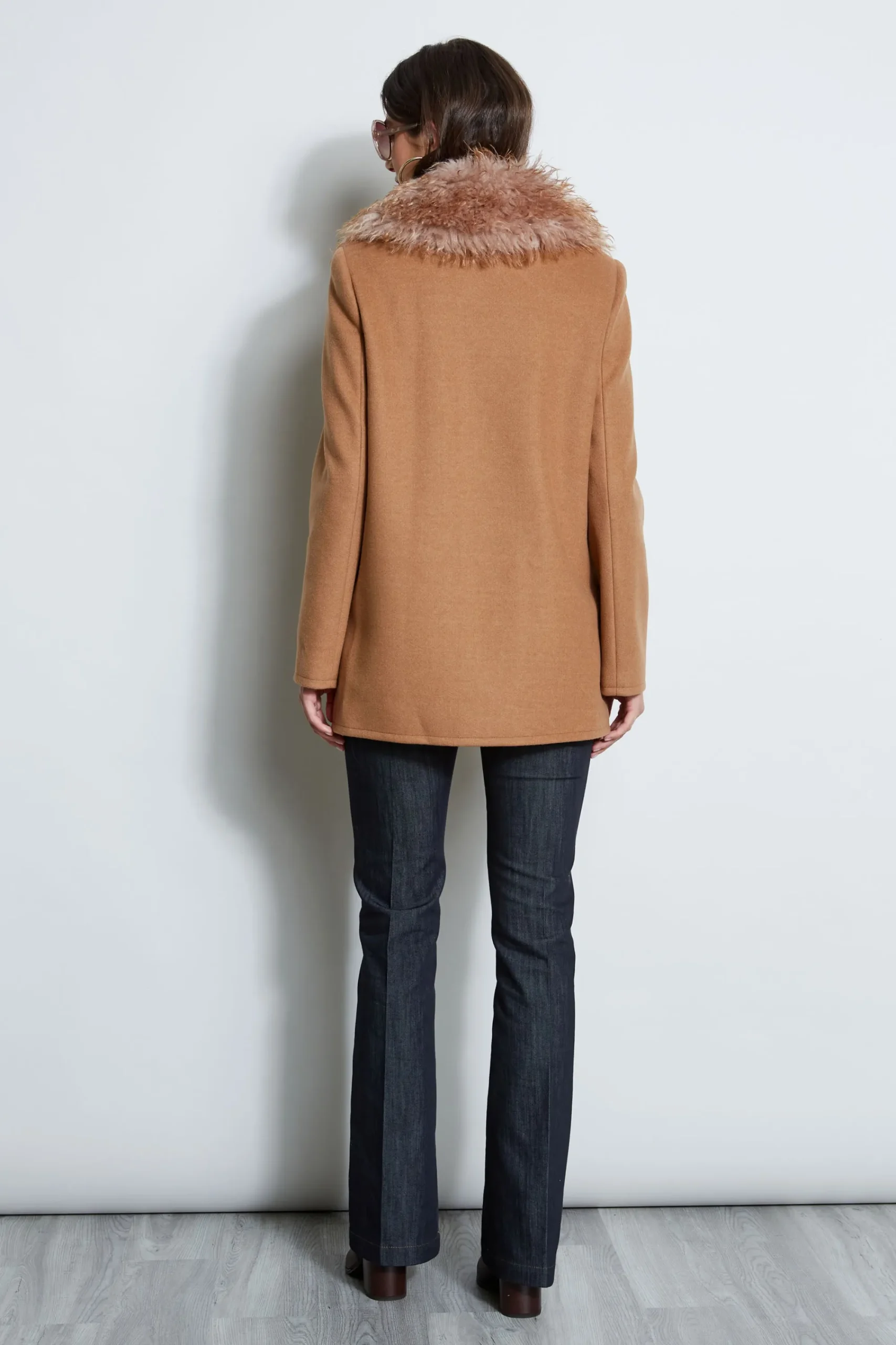 Elie Tahari Coats-Faux Fur Collar Peacoat