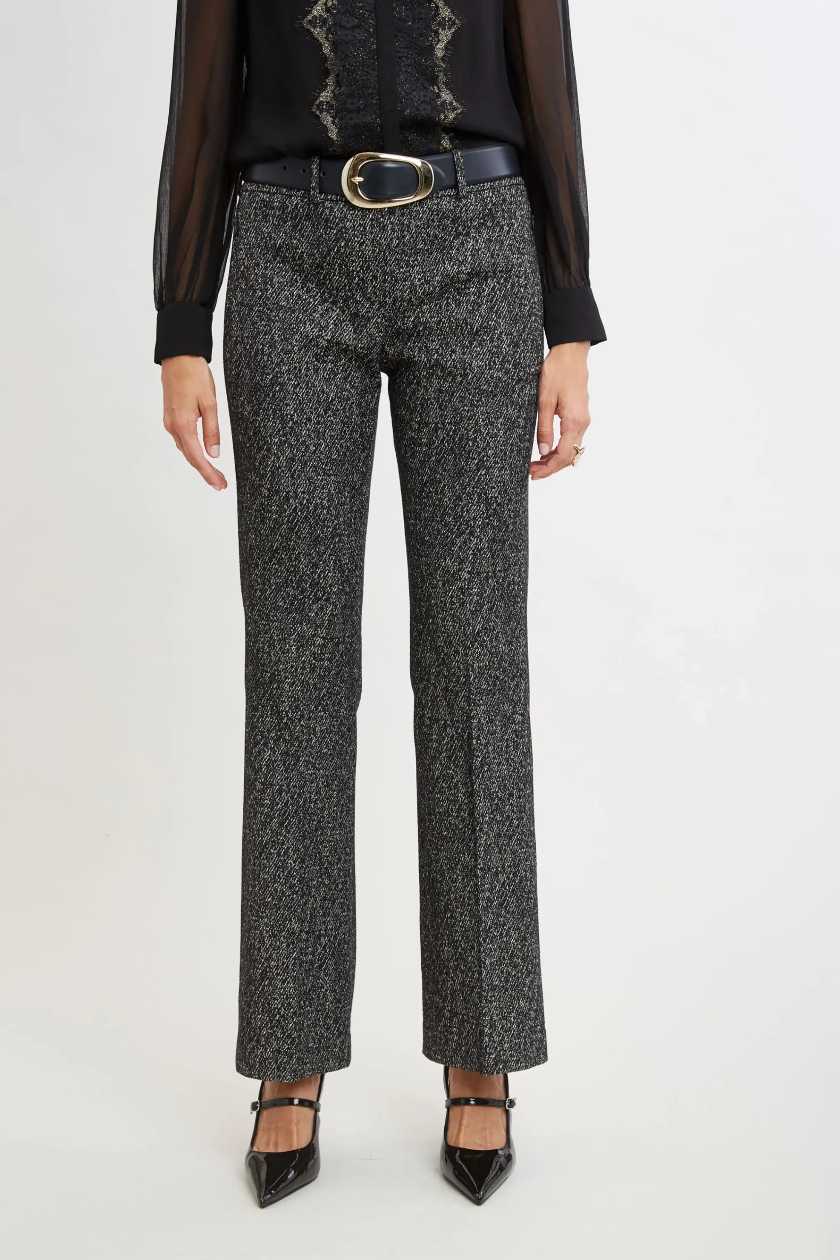 Elie Tahari Bottoms|Suiting-Fit & Flare Metallic Tweed Pant
