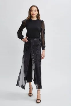 Elie Tahari Tops & Sweaters-Floral Satin Burnout Combo Knit