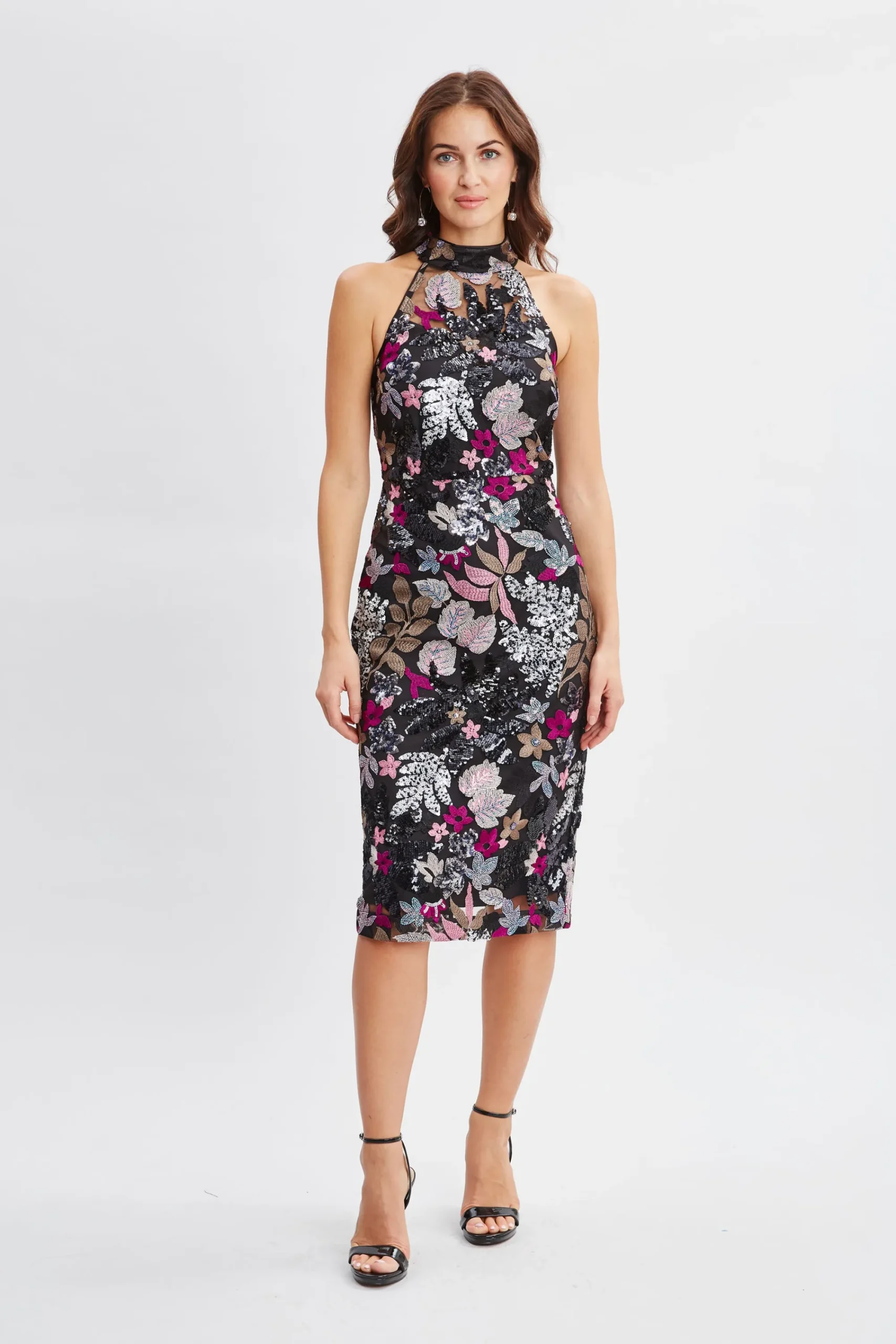 Elie Tahari Dresses & Jumpsuits-Floral Sequin Halter Dress