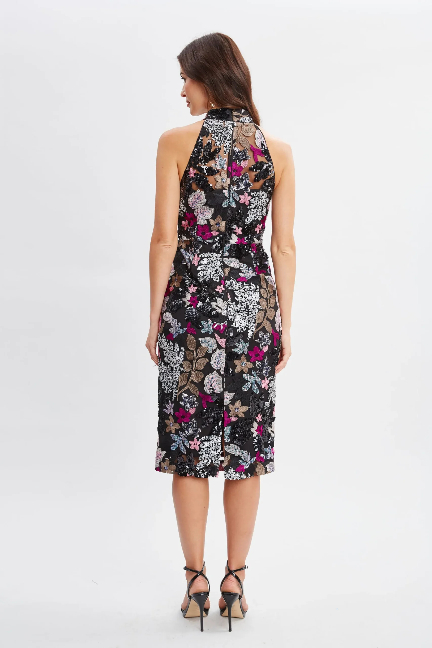 Elie Tahari Dresses & Jumpsuits-Floral Sequin Halter Dress