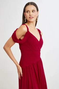 Elie Tahari Dresses & Jumpsuits|Maxi Dresses-Georgette Cold Shoulder Gown