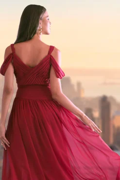 Elie Tahari Dresses & Jumpsuits|Maxi Dresses-Georgette Cold Shoulder Gown