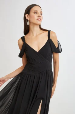 Elie Tahari Dresses & Jumpsuits|Maxi Dresses-Georgette Cold Shoulder Gown