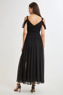 Elie Tahari Dresses & Jumpsuits|Maxi Dresses-Georgette Cold Shoulder Gown