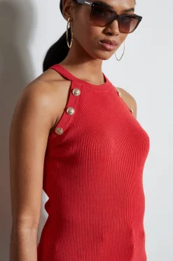 Elie Tahari Tops & Sweaters-Halter Button Rib Tank