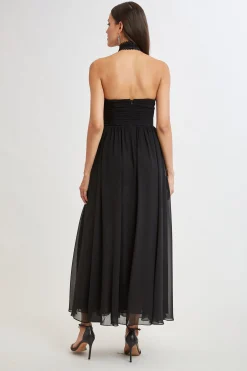 Elie Tahari Dresses & Jumpsuits|Sleeveless Dresses-Lace Applique Chiffon Halter Gown