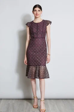 Elie Tahari Dresses & Jumpsuits|Midi Dresses-Lace Flutter Sleeve Dress