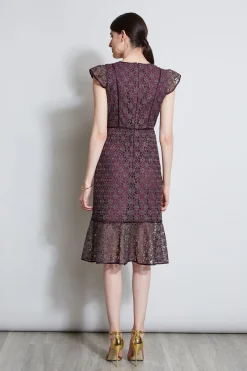 Elie Tahari Dresses & Jumpsuits|Midi Dresses-Lace Flutter Sleeve Dress