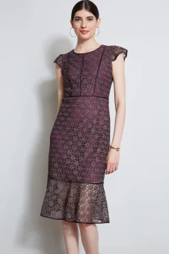 Elie Tahari Dresses & Jumpsuits|Midi Dresses-Lace Flutter Sleeve Dress
