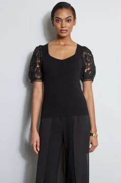 Elie Tahari Tops & Sweaters-Lace Sleeve Sweater