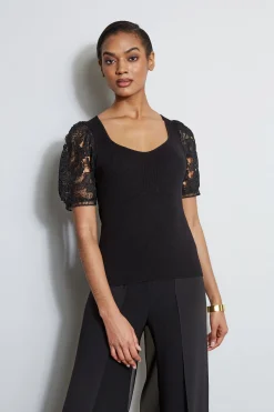 Elie Tahari Tops & Sweaters-Lace Sleeve Sweater
