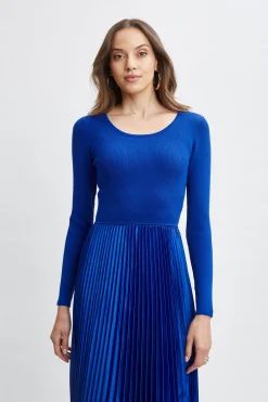 Elie Tahari Dresses & Jumpsuits-Long Sleeve Knit Pleated Dress