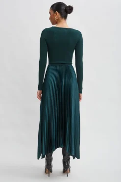 Elie Tahari Dresses & Jumpsuits|Long Sleeve Dresses-Long Sleeve Knit Pleated Dress