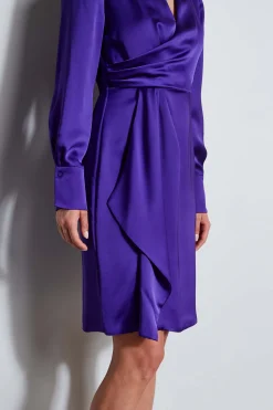 Elie Tahari Dresses & Jumpsuits|Long Sleeve Dresses-Long Sleeve Satin Wrap Dress