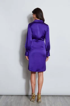 Elie Tahari Dresses & Jumpsuits|Long Sleeve Dresses-Long Sleeve Satin Wrap Dress
