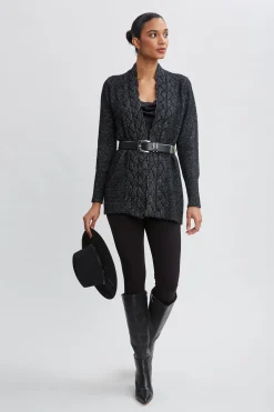 Elie Tahari Tops & Sweaters-Metallic Cable Cardigan