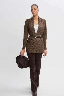 Elie Tahari Tops & Sweaters-Metallic Cable Cardigan