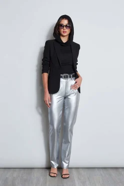 Elie Tahari Bottoms-Metallic Stretch Twill Jeans