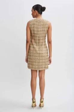 Elie Tahari Short Dresses|Dresses & Jumpsuits-Metallic Tweed Button Dress