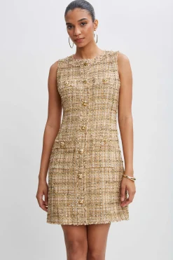 Elie Tahari Short Dresses|Dresses & Jumpsuits-Metallic Tweed Button Dress