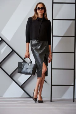 Elie Tahari Bottoms|Suiting-Midi Vegan Leather Wrap Skirt