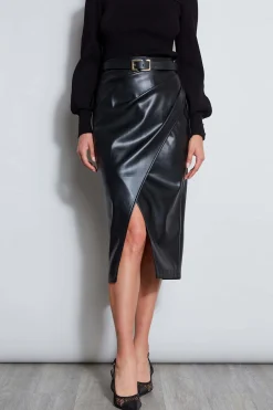 Elie Tahari Bottoms|Suiting-Midi Vegan Leather Wrap Skirt