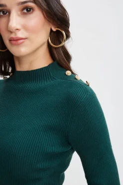 Elie Tahari Tops & Sweaters-Mock Neck Button Sweater