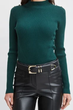 Elie Tahari Tops & Sweaters-Mock Neck Button Sweater