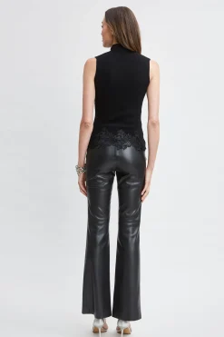 Elie Tahari Tops & Sweaters-Mock Neck Lace Hem Sleeveless Sweater