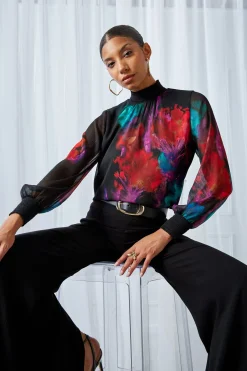 Elie Tahari Tops & Sweaters-Mock Neck Studio Floral Shirt