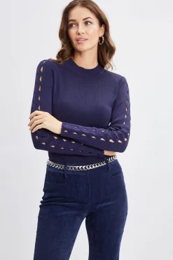 Elie Tahari Tops & Sweaters-Openwork Sleeve Sweater