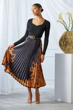 Elie Tahari Dresses & Jumpsuits-Paisley Pleated Midi Dress