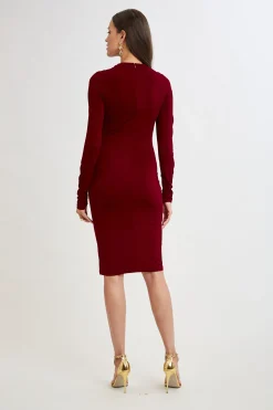Elie Tahari Dresses & Jumpsuits|Long Sleeve Dresses-Pleat Detail Matte Jersey Dress