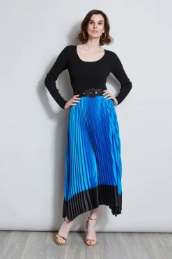 Elie Tahari Dresses & Jumpsuits|Midi Dresses-Pleated Belted Dress