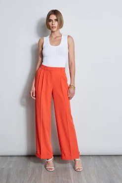 Elie Tahari Bottoms-Pleated Cuffed Pant