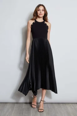 Elie Tahari Dresses & Jumpsuits|Sleeveless Dresses-Pleated Halter Midi Dress