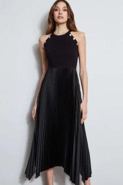Elie Tahari Dresses & Jumpsuits|Sleeveless Dresses-Pleated Halter Midi Dress