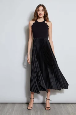 Elie Tahari Dresses & Jumpsuits|Sleeveless Dresses-Pleated Halter Midi Dress
