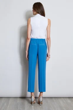 Elie Tahari Bottoms-Pleated Straight Leg Pull On Pant