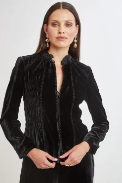 Elie Tahari Jackets & Blazers|Suiting-Plisse Velvet Embroidered Jacket