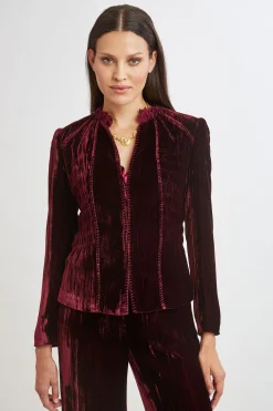 Elie Tahari Jackets & Blazers|Suiting-Plisse Velvet Embroidered Jacket
