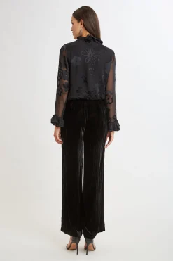 Elie Tahari Bottoms|Suiting-Plisse Velvet Fluid Pant