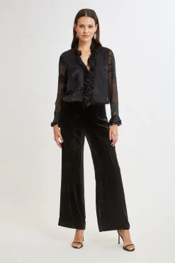 Elie Tahari Bottoms|Suiting-Plisse Velvet Fluid Pant