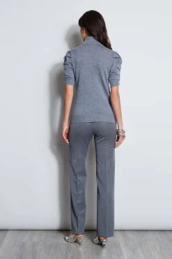 Elie Tahari Tops & Sweaters-Puff Sleeve Satin Front Sweater