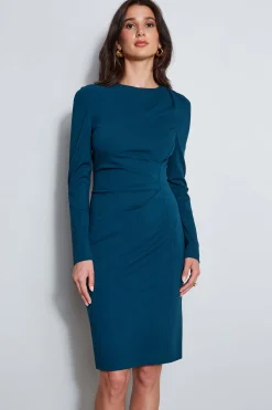 Elie Tahari Dresses & Jumpsuits|Long Sleeve Dresses-Ruched Long Sleeve Knit Dress
