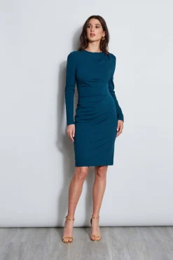 Elie Tahari Dresses & Jumpsuits|Long Sleeve Dresses-Ruched Long Sleeve Knit Dress