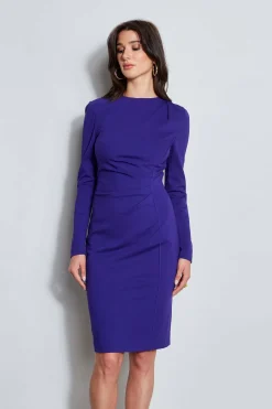 Elie Tahari Dresses & Jumpsuits|Long Sleeve Dresses-Ruched Long Sleeve Knit Dress
